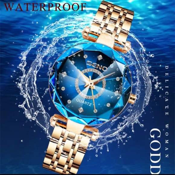 Seno Ocean Star Steel Band Women's Watch Fashion Crystal Ladies Quartz - Picture 8 of 9